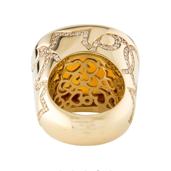 Pasquale Bruni 18 k Gold Citrine Diamond Cocktail Ring 31 gr $6500 retail - Picture 3 of 8